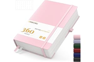 SMARPAU Notizbuch A5, Hardcover Bullet Journal, 360 Seiten Gepunktetes Journal Tagebuch Liniert Mit 100gsm Papier, Der Collegeblock Notizblock Eignet Sich Zum Schreiben Und Notieren, 14.5 x 21 cm-Rosa