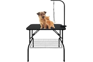 LARS360 Stół do pielęgnacji psów, stół do przycinania dla psów, stół fryzjerski dla psów, stół kąpielowy dla psów, pudel do pielęgnacji sierści psa, stół do golenia – z regulacją wysokości, antypoślizgowy, obciążenie do 60 kg (mały)