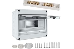 HOSPAOP Caja de fusibles empotrada, caja de distribución, subdistribución, IP65, con 1 fila, 12 módulos, pinzas de latón, distribuidor pequeño para habitaciones húmedas, jardines, exteriores, villas