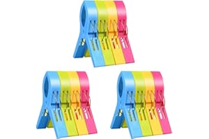 Newaner Duże Klamerki do Bielizny i Ręczników - Wiatroszczelne Klipsy na Plażę i Leżaki do Prania (12 Sztuk)