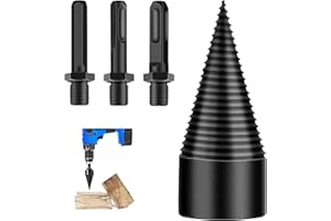 EVDZNA Fendeuse à Bois, 42 mm Cône à Bois, Cône de Forage, Fendeur de Bois avec 3 Poignées de Perçage, pour Fendeurs de Bois, Fendeurs de Bûches, Tarières à Echelons