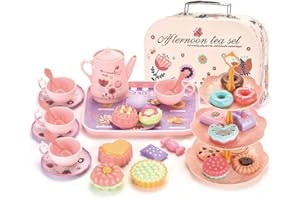 LUFEIS Juego de Té Infantil, 36 Piezas Juego de Juguetes de Cocina para Niños, Juego de Cafe Juguete Juguete de Té Juegos de Imitación Juego de Cocina para Niños a Partir de 3 Años