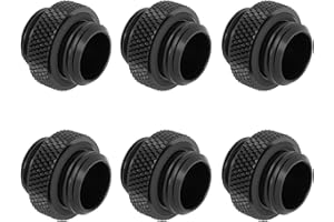 GREENDRACAENA Dracaena.io 6 Pack G1/4" Thread, Male to Male Mini Extender Fitting with Tighten O-Ring, Compression Fitting for Computer Water Cooling System, Black