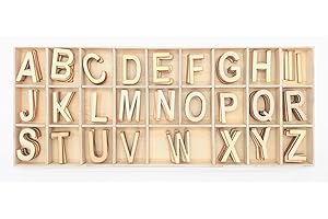 MÉGACRÉA MegaCrea DIY Coffret 130 Lettres en Bois Brut - 2,3 cm