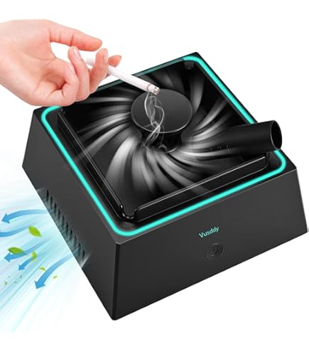 Luchtreiniger asbak - asbak voor thuis met filter, 2-in-1 rookloze asbak | USB oplaadbaar | ideaal voor thuis, buiten, auto