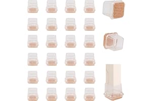 COEWUR 24 Pezzi Gommini per Sedie Quadrati con Feltro Piedini Trasparenti Cancellazione del Rumore Feltrini per Sedie Antigraffio (Dimensione Applicabile: 23-30mm)