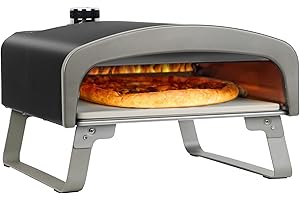 DOBADN Q Pizza Gas Pizza Oven, Outdoor Gas Fired Propane Pizza Oven with Foldable Legs，13 x 13 inch Pizza Stone, UK Gas Regulator