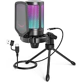Fifine Ampligame A6V Yayıncı - Oyuncu - Gamer - Podcast - Youtuber RGB USB Mikrofon (Siyah)