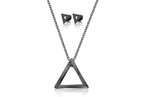 XSDSLS Collier Triangle Boucles d'Oreilles Triangle Homme Acier Inoxydable Boucles d'Oreilles Viking Noir Argent Collier Mobius avec Pendentif Triangle Cadeau pour Homme