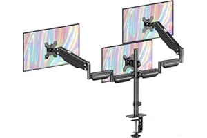 Pholiten Support Ecran PC 3 Ecran, Support de Moniteur pour 3 Moniteurs de 17-27", Inclinaison et Pivotement, 2 Options de Montage, VESA 75/100mm - MD8003