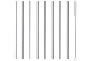 MORNEVE Słomki koktajlowe, krótkie, małe słomki, wielokrotnego użytku, metalowe, ze stali nierdzewnej, zestaw ze szczotką do czyszczenia, do koktajli, kieliszków do ginu, kawy, wina, słoika, soku owocowego,