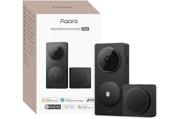 Aqara 2K Sonnette Video Hub G410 avec Carillon, HomeKit Secure Video, Hub Matter Intégré, Wi-FI 2,4G/5GHz, Zigbee et Thread, 4:3, sans Fil/Filaire, Compatible avec Alexa, Google, Home Assistant, Noir