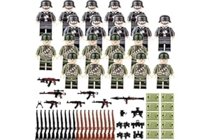TAITUS 20PCS Military Figure Set, WW2 Soldier Army Soldier Toy, Military German American Building Blocks Weapons Accessories Kit, Birthday Gift for Children