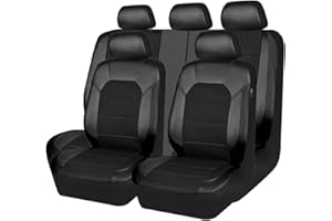 CAR PASS Leather and Mesh Universal Car Seat Covers,Zipper Design and Reserved Opening Holes for Headrest,Automotive Seat Covers for Sedans,Trucks,Suvs,Airbag Compatible,(Full Set,Elegant and Black)