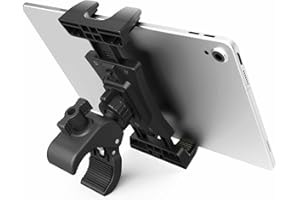 CLMCL Exercise Bike Tablet Holder,Treadmill Exercise Gym Tablet Mount - Adjustable Indoor Handlebar Bracket for iPad Pro 9.7, 10.5, 12.9, Air Mini 2 3 4 5 6, iPhone, Samsung Tab, 4.7-13" Tablets stand