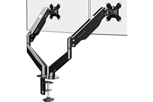 Pholiten Brazo Monitor Doble para Pantallas 17-27 Pulgadas, Soporte Monitor Doble con Resorte de Gas Ajuste de Altura, Inclinar y Girar, VESA 75/100mm, Soporte 2 Monitores - MD81SP