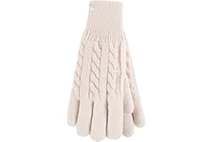 HEAT HOLDERS - Ladies Cute Striped Fairisle Warm Knitted Fleece Lined Winter Thermal Gloves