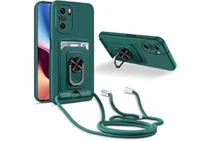 JMstore Handykette Schutzhülle Kompatibel mit Xiaomi Poco F3/Mi 11i/Redmi K40/K40 Pro,360° Ring Ständer magnetisches Eisenblech+Kartenfach Kameraschutz Stoßfester Silikon hülle-Grün