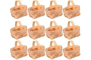 Wanjorlay 12 Pezzi Mini Cestini nel Trucioli di Legno Cestini Intrecciati Manuali Ornamenti Scatola di Immagazzinaggio di Caramelle