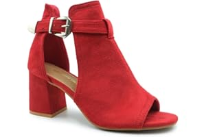 FASHION THIRSTY Womens Block Mid High Heels Chunky Sandals Open Toe Comfort Cushioned Work Office Party Occasion Cut Out Heeled Strappy Shoes Size