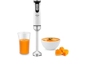 Ufesa Solar Batidora de Mano, Potencia 1200W, 12 Velocidades + TURBO, 4 Cuchillas de Acero Inoxidable, Diseño Ergonómico y Anti Salpicaduras, Vaso Medidor, Sin BPA
