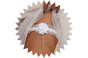 WENDALERN Ligas de boda para novia Liguero de flores de encaje blanco Borla de diamantes de imitación Anillo de pierna de encaje con volantes elásticos Liga de encaje Accesorio para el cuerpo para mujeres