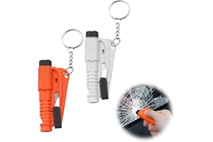 VIDSTW 2 Pièces Coupe Ceinture Brise Vitre, 3 en 1 Brise Vitre Voiture, Brise Vitre Coupe-Ceinture, Mini Outil d'urgence Portable pour Secours de Voiture, pour à Divers Véhicules (Blanc Orangé)