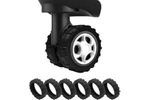 AmiCera Suitcase Wheel Protectors, 8 Pcs Off Road Luggage Wheel Covers, Luggage Accessories, Silicon Meterial Noise Reduction Anti Scratch, Suitcase Wheel Covers (Black, Small)