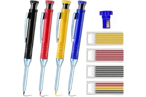 MROOFUL Confezione multipla di matite da falegname solido per falegname, scrittura, strumento per marcatura a bocca profonda con riempitore, mina da 2,8 mm e temperamatite integrato, segni per la