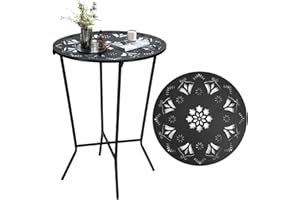 KABB Side Table, Versatile 18 Inch Round Accent Table for Indoor Outdoor Use, Anti-Rust Metal End Table for Patio Balcony Yard Porch Garden Bedside, Easy Assembly, Set of 1