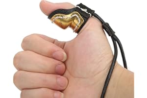 BigKing Bogenschießen-Handschuh-Jagd-Daumen-Finger-Schutz, Bogenschießen-Daumen-Ring-Messing-weiches Leder-Daumen-Schutz-Ring-Bogenschießen-Finger-Schutz für traditionelles Bogen-Schießen Schwarz