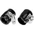 X AUTOHAUX 2pcs AN6 Hex Black Car Hose Finisher Clamp Adapter Fitting