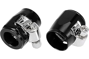 X AUTOHAUX 2pcs AN6 Hex Black Car Hose Finisher Clamp Adapter Fitting