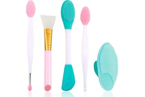 OMCGG 6 Pezzi Spazzola Detergente Viso Manuale, Spazzola Esfoliante per il Viso Kit di Spazzole Detergenti in Silicone per Viso e Labbra Faccia Strumenti per la Cura Della Pelle per Tutti i Tipi di Pelle