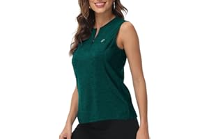 MoFiz Donna Senza Maniche Maglietta Canottiera Camicia Golf Tennis Estiva Traspirante con Cerniera