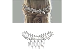 Dervivea Vintage Foglia Pettine Barrette Foglie D'argento Capelli Clip Alloro Foglia Pettine Capelli Metallo Pezzo Capelli Dea Greca Pettine Accessori Per Donne E Ragazza Copricapo (d'argento)