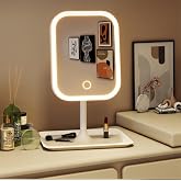 DUFFA Led Işıklı Ayarlabilir Makyaj Aynası, USB Şarj Edilebilir, 3 Işık Fonksiyonu, Parlaklık Ayarlı ve Organizer Tabanlı Taş
