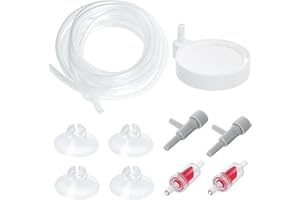 PARASTAR 10 Pezzi Aeratore Acquario Set con 1 Pietre Porose, 2 Metri Tubo Aereo, 4 Ventose, 2 Valvole di Ritegno, 2 Regolatore Valvola Pompa Aria, Accessori Pompa Aria per Acquario Pompa, Fish Tank