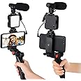 6 in 1 Vlogging Kit for iPhone & Android - Features Tripod, Mini LED Light + Cardioid Microphone, and Phone Clip for Live Streaming, Video Calls, Vlogging, YouTube & Instagram Creation