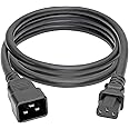 DKURVE® C20 to C13 Extension Cord, 16 AWG, 10A 100-250V Heavy Duty Power Cable, Computer Cable Black 1.5MM, Length 1.8 Meter