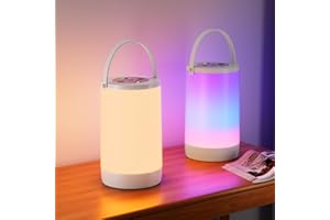 ‎HENSAM Hensam LED Nachttischlampe Dimmbar für Schlafzimmer, Aufladbar USB-C Nachtlicht, Warmweiß und RGB Tischlampe Kabellos Outdoor für Tisch Bar Terrasse, Geschenk, 2er Set, 2200mAh