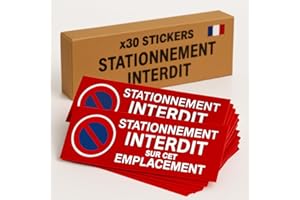 OAKO Autocollant Stationnement Interdit - Lot de 30 Stickers - Permet De Signaliser Une Place De Stationnement Privée Afin d’Eviter Voiture Mal Garée