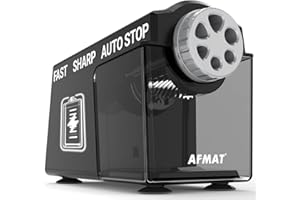 ‎AFMAT AFMAT Elektrischer Bleistiftspitzer, 6 Löcher, Aufladbar Spitzer mit Dose für 6-11mm, USB Hochleistungs Robust Anspitzer Elektrisch für Den Klassenraum Schulen Haushalte Büros,Schwarz PSD4