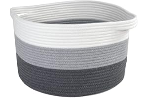 SMARTPRODUCT Grand Panier en Coton de rangement tissé 40 x 40 x 25cm avec poignées, en corde de coton solide pour linge, serviettes, jouets, rangement 3 couleurs pour chambre, salle de bain, chambre d’enfant