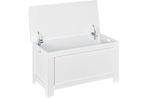 HOMCOM Lift Top Storage Chest Toy Box Organizer with Lid and Safety Hinges for Bedroom Entryway Living Room - White
