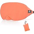 Mavogel Cotton Sleep Mask - 100% Handmade, Light Blocking Sleep Eye Mask with Updated Bending Nose Design, Soft Sleeping Mask for Women Men, for Sleep/Office/Naps, with Travel Pouch (Sunrise Orange)