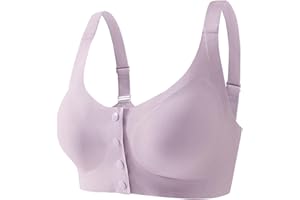 ONEFENG Vorne Verschluss Mastektomie BH,Damen Ohne Bügel BH mit Taschen für Brustprothesen