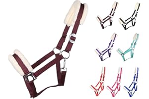 NETPROSHOP Solides Pferdehalfter gepolstert und verstellbar Gr. Mini Shetty bis Full u Kaltblut, Groesse:Full, Farbe:Bordeaux