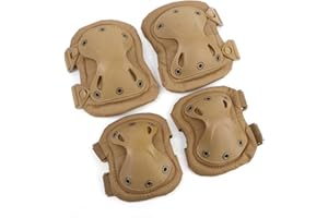 Rodilleras y coderas duras almohadilladas para combate táctico militar duro. Almohadillas de protección para seguridad en deportes de Ever Fairy., color caqui, tamaño Tamaño libre