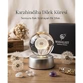 Cam Hologram LED Işıklı K&uuml;re, Sevgiliye ve Doğum G&uuml;n&uuml;ne &Ouml;zel Hediyelik Dekoratif Kristal K&uuml;re, RGB Lamba (Karahindiba)